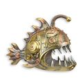 A RESIN STEAMPUNK FIGURINE OF A LANTERN FISH