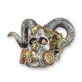 A RESIN STEAMPUNK FIGURINE OF A SKULL