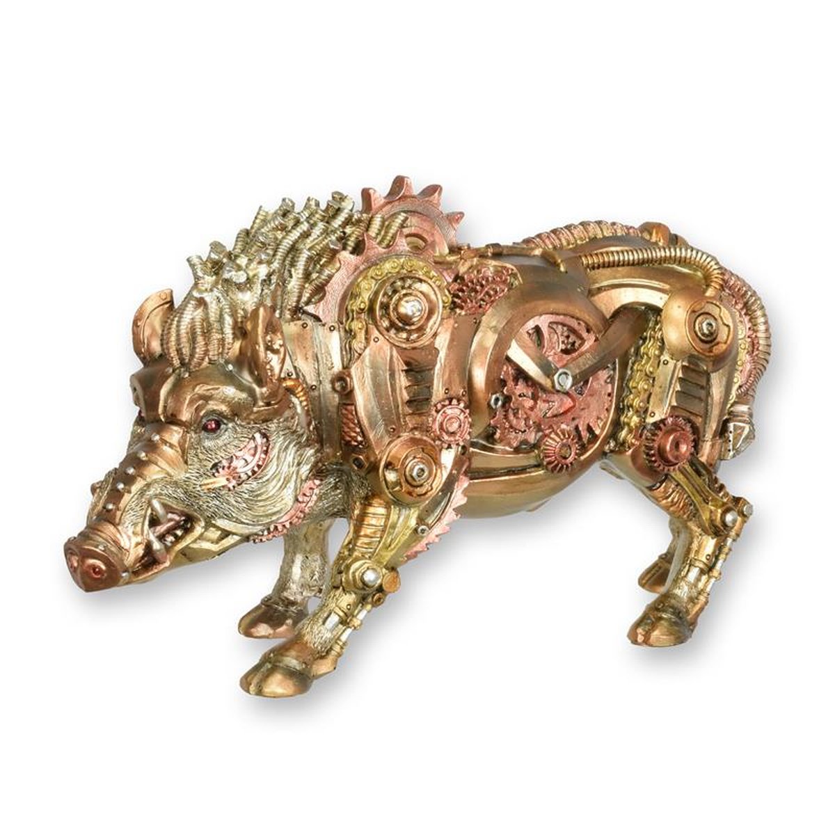 A RESIN STEAMPUNK FIGURINE OF A WILD BOAR