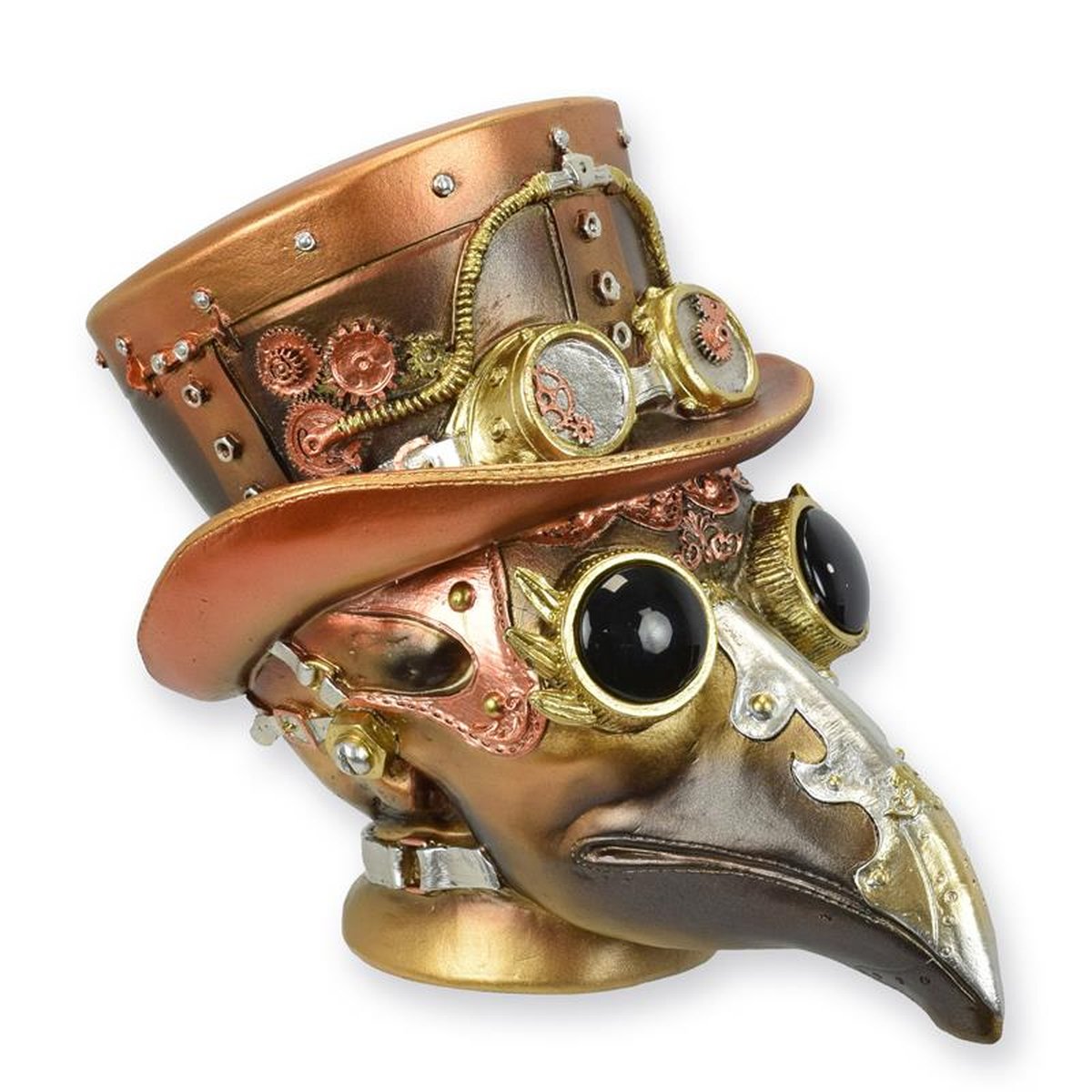 A RESIN STEAMPUNK FIGURINE OF THE PLAGUE DOCTOR