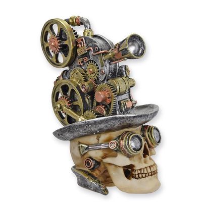 A RESIN STEAMPUNK PROJECTOR SKULL