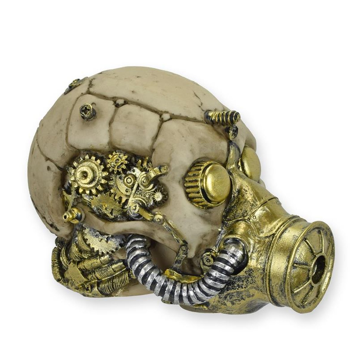 A RESIN STEAMPUNK SKULL