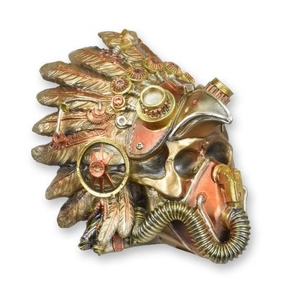 A RESIN STEAMPUNK SKULL