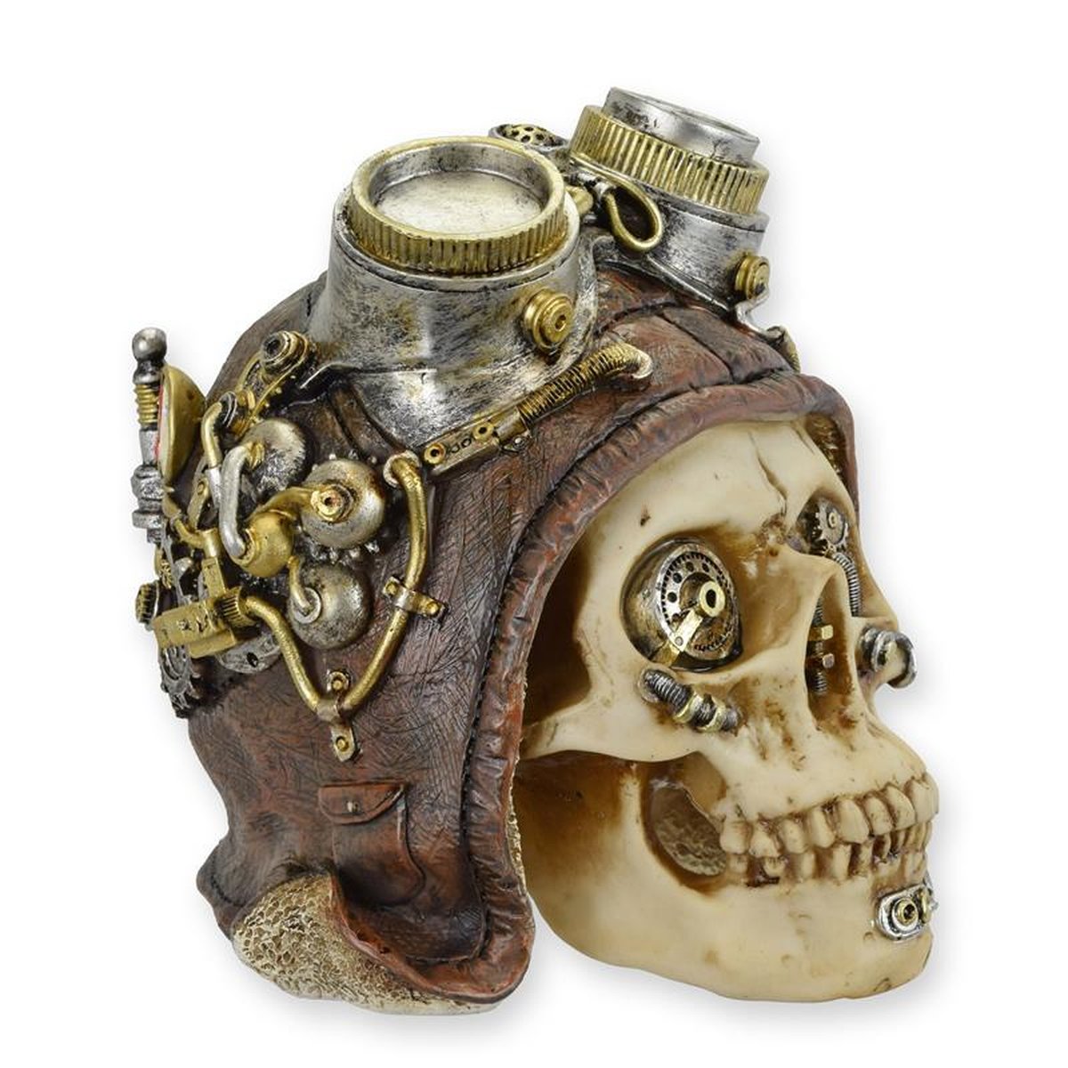A RESIN STEAMPUNK SKULL