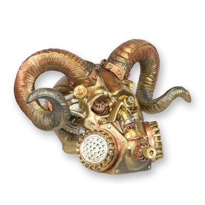 A RESIN STEAMPUNK SKULL