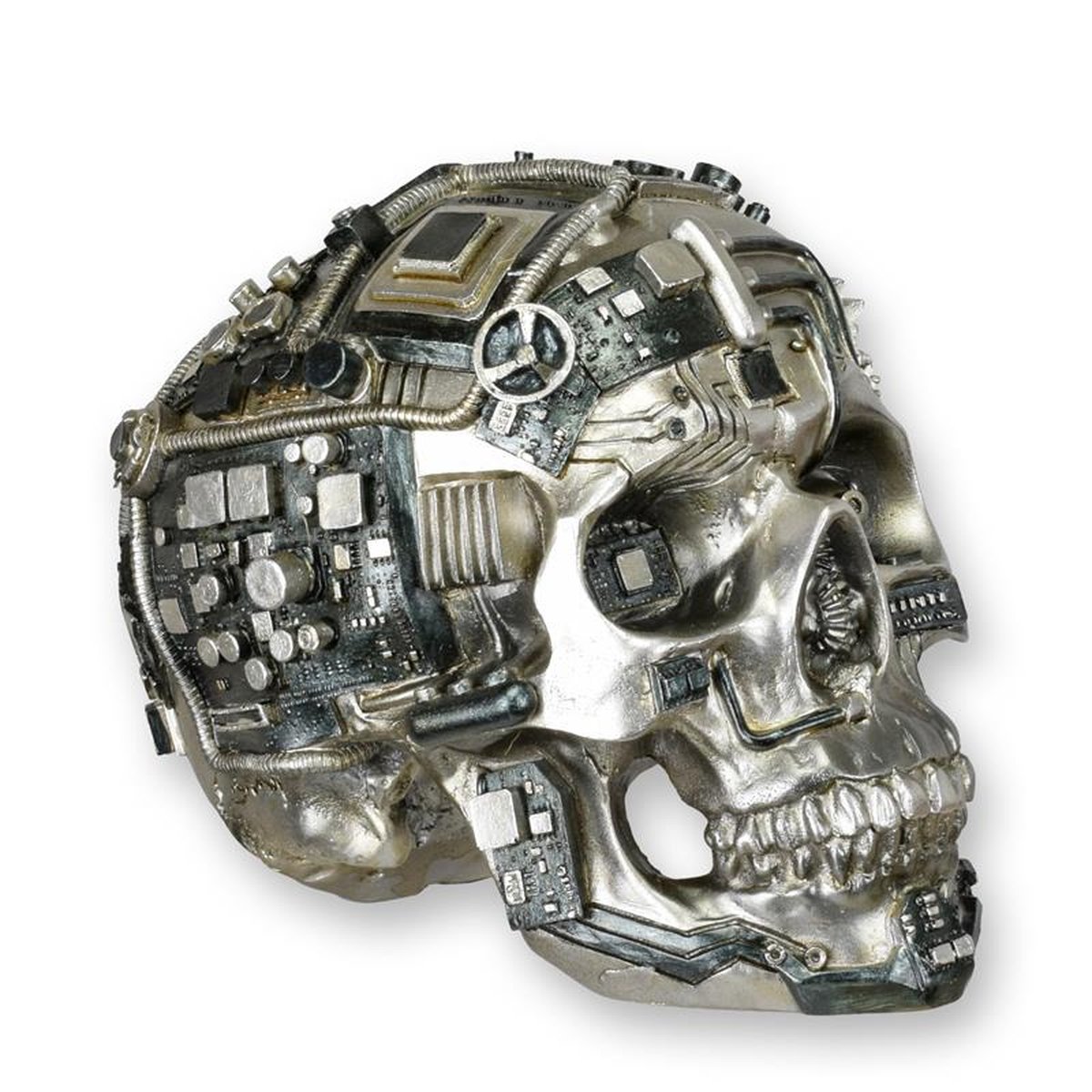 A RESIN STEAMPUNK SKULL