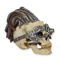 A RESIN STEAMPUNK SKULL WITH VENETIAN MASK