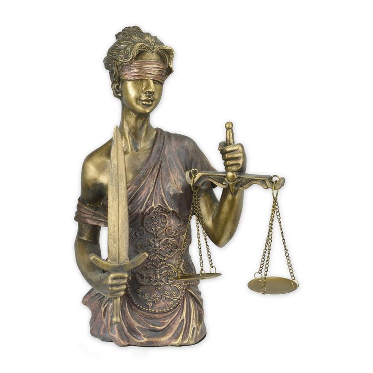 A RESIN TORSO OF LADY JUSTICE