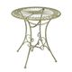 A ROUND IRON GARDEN TABLE