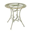 A ROUND IRON GARDEN TABLE