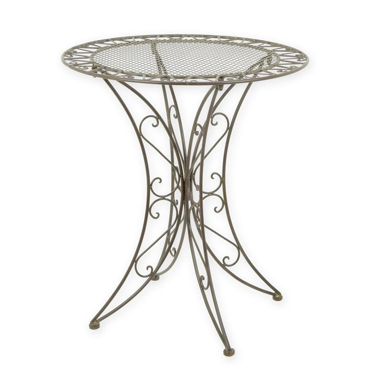 A ROUND IRON TABLE - BROWN