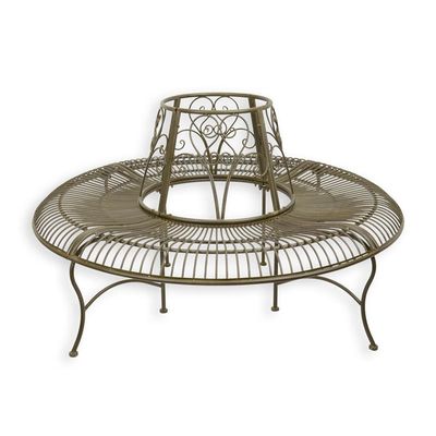 A ROUND TREE BENCH - BROWN