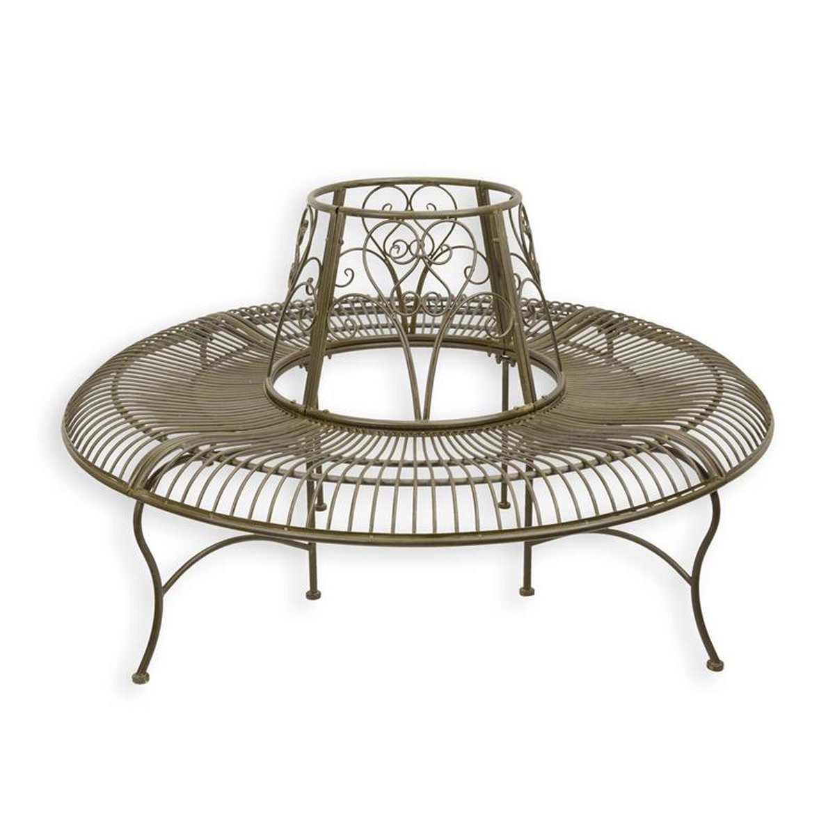 A ROUND TREE BENCH - BROWN