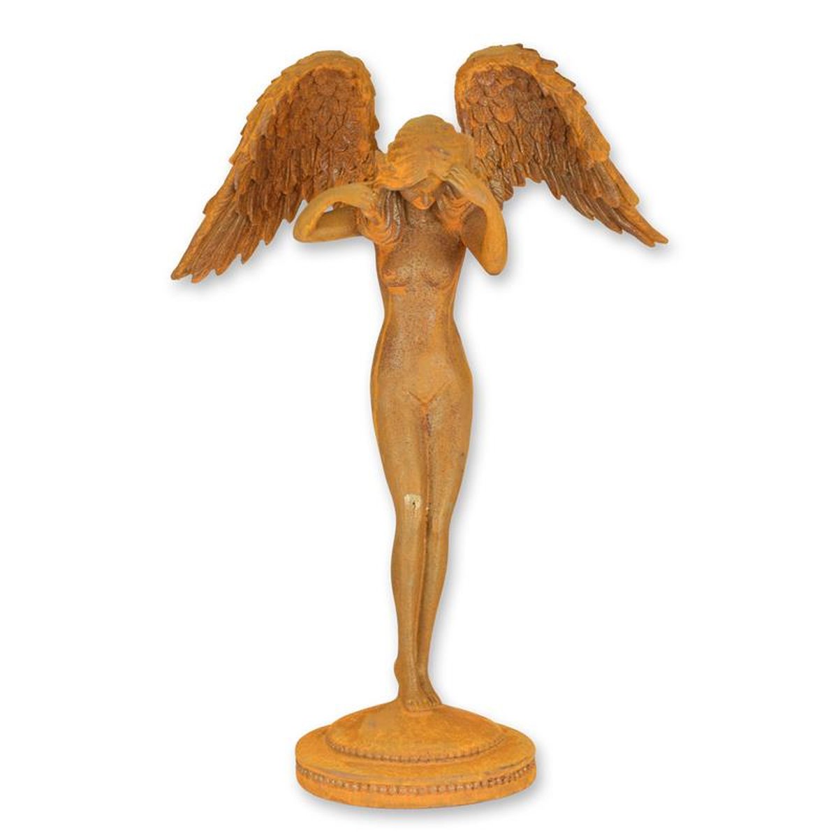 A RUSTY CAST IRON FIGURINE CALLED DESCENDING NIGHT""