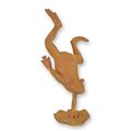 A RUSTY CAST IRON FIGURINE OF A FROG DOING HANDSTAND