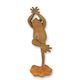 A RUSTY CAST IRON FIGURINE OF A FROG DOING YOGA