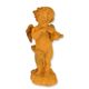 A RUSTY CAST IRON FIGURINE OF A PUTTO PLAYING VIOLIN