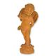 A RUSTY CAST IRON FIGURINE OF A PUTTO WITH BUTTERFLY