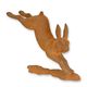 A RUSTY CAST IRON FIGURINE OF A RUNNING HARE