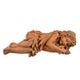 A RUSTY CAST IRON FIGURINE OF A SLEEPING GIRL