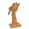 A RUSTY CAST IRON FIGURINE OF A SPARROW ON BRANCH