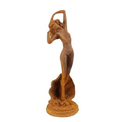 A RUSTY CAST IRON FIGURINE OF THE BIRTH OF VENUS