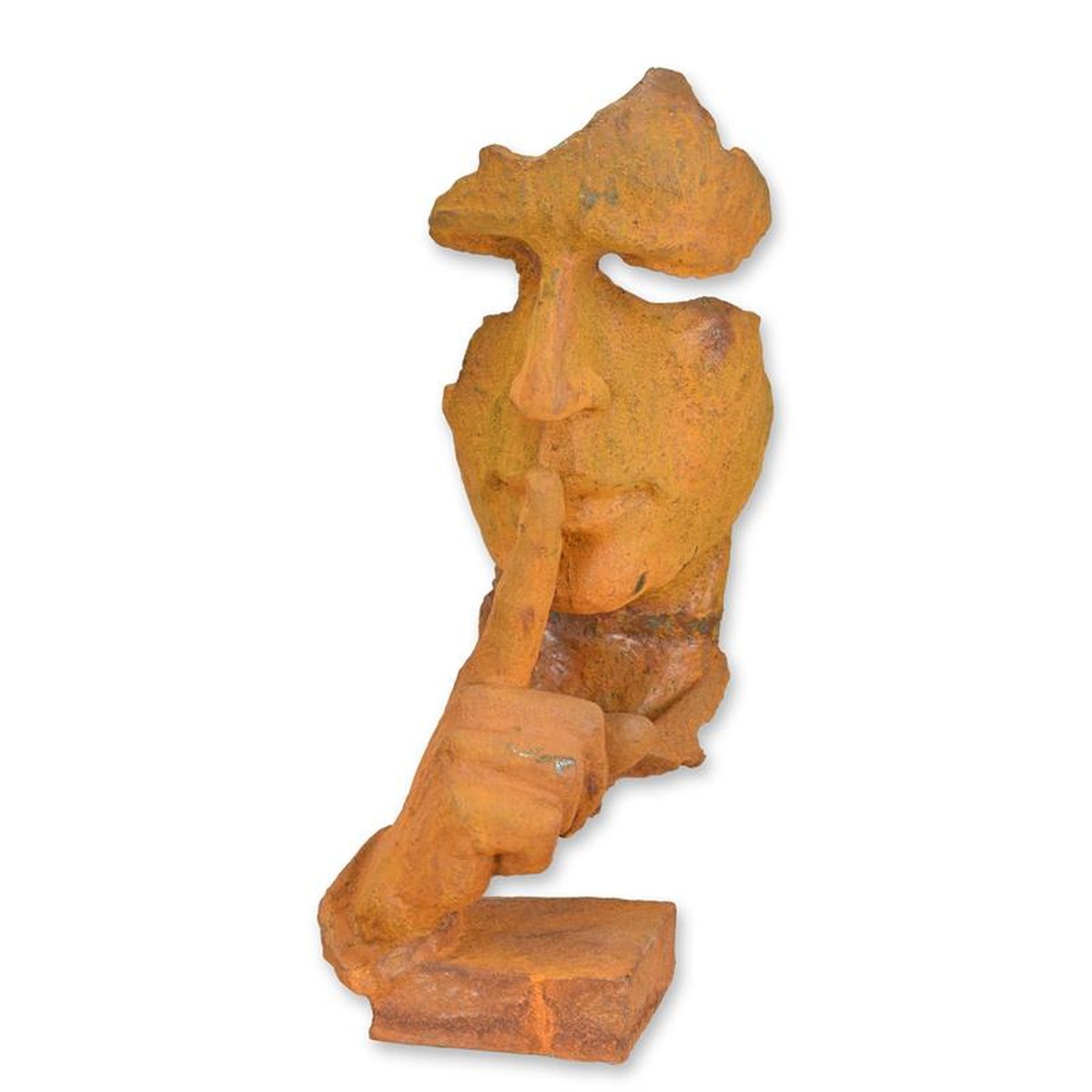A RUSTY CAST IRON FIGURINE SPEAK NO EVIL""