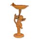 A RUSTY CAST IRON PUTTO BIRD BATH ON STAND
