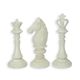 A SET OF 3 CAST IRON CHESS PIECES - ANTIQUE WHITE
