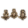 A SET OF 3 CAST IRON FROGS: SEE, SPEAK AND HEAR NO EVIL