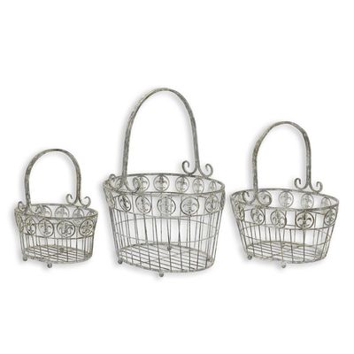 A SET OF 3 IRON BASKETS