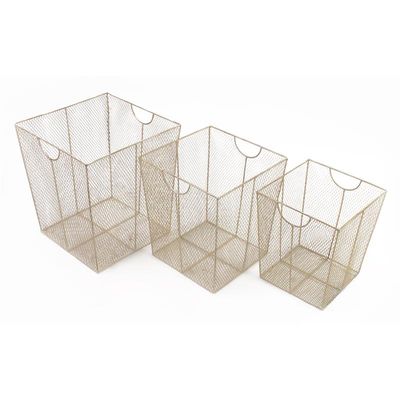 A SET OF 3 IRON BINS