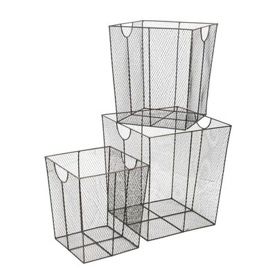 A SET OF 3 IRON BINS