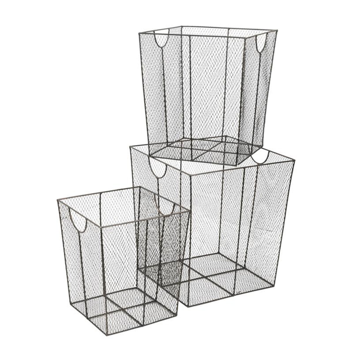 A SET OF 3 IRON BINS