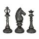 A SET OF 3 RESIN CHESS PIECES IN A MARBLE LOOK