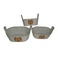 A SET OF 3 WOODEN TUBS HxWxL: 17 x 21 x 31 / 16 x 18 x 27 /