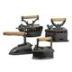 A SET OF 4 CAST IRON FLAT IRONS