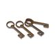 A SET OF 4 CAST IRON KEY SHAPED BOTTLE OPENERS