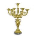 A SEVEN-LIGHT BRONZE CANDELABRUM