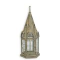A STEEPLE SHAPED TIN LANTERN