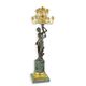 A THIRTEEN-LIGHT BRONZE FIGURAL CANDELABRUM ON MARBLE BASE