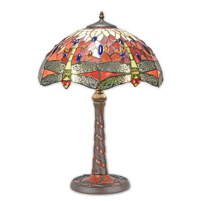 A TIFFANY STYLE TABLE LAMP (RED)