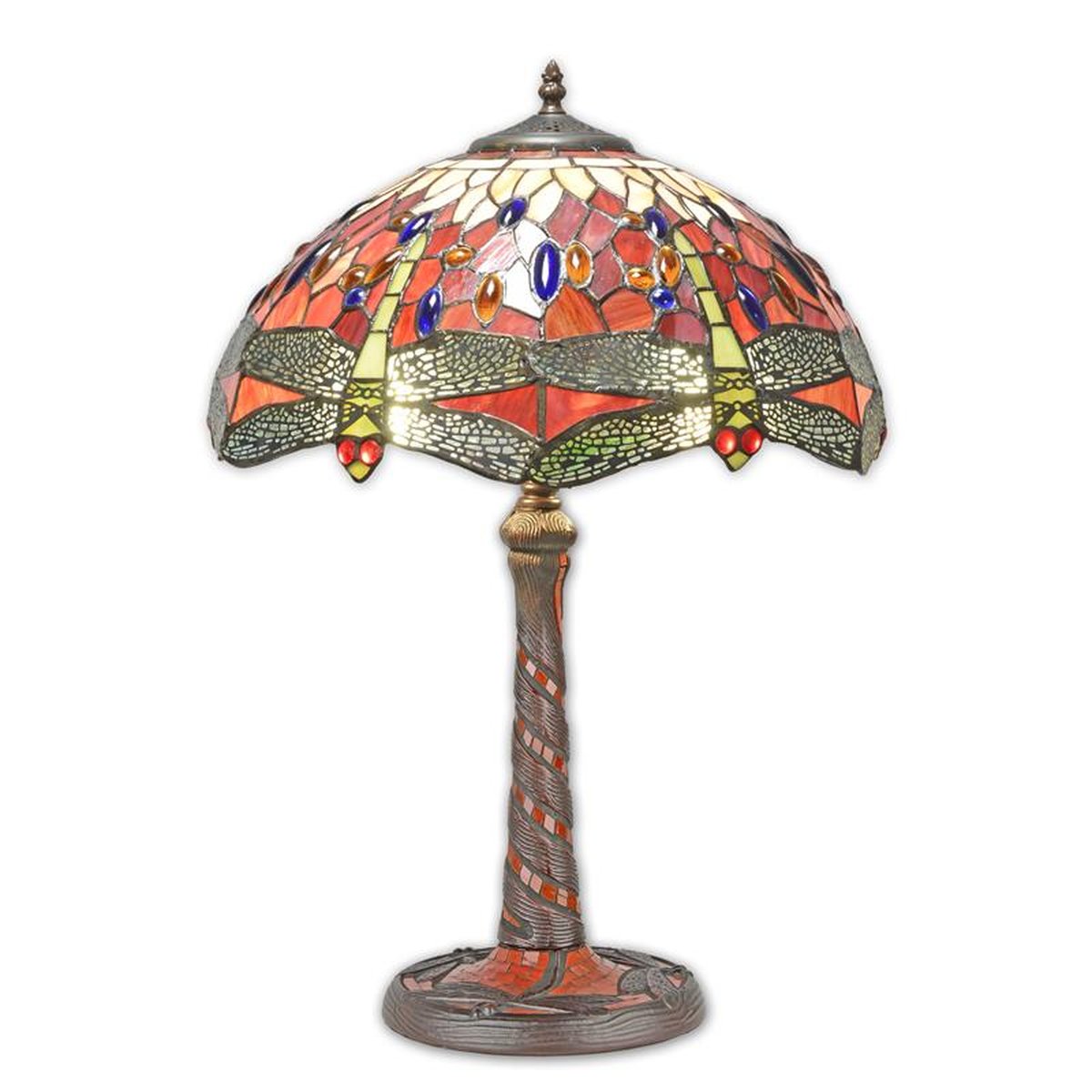 A TIFFANY STYLE TABLE LAMP (RED)