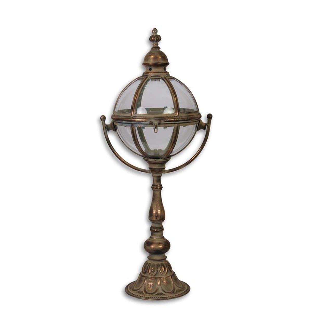 A TIN BALL LANTERN ON STAND