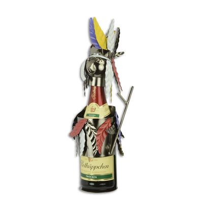 A TIN BOTTLE HOLDER INDIAN""