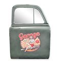 A TIN CAR DOOR WITH MIRROR - GARAGE