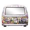 A TIN GRAFFITI COVERED VAN SHAPED MIRROR
