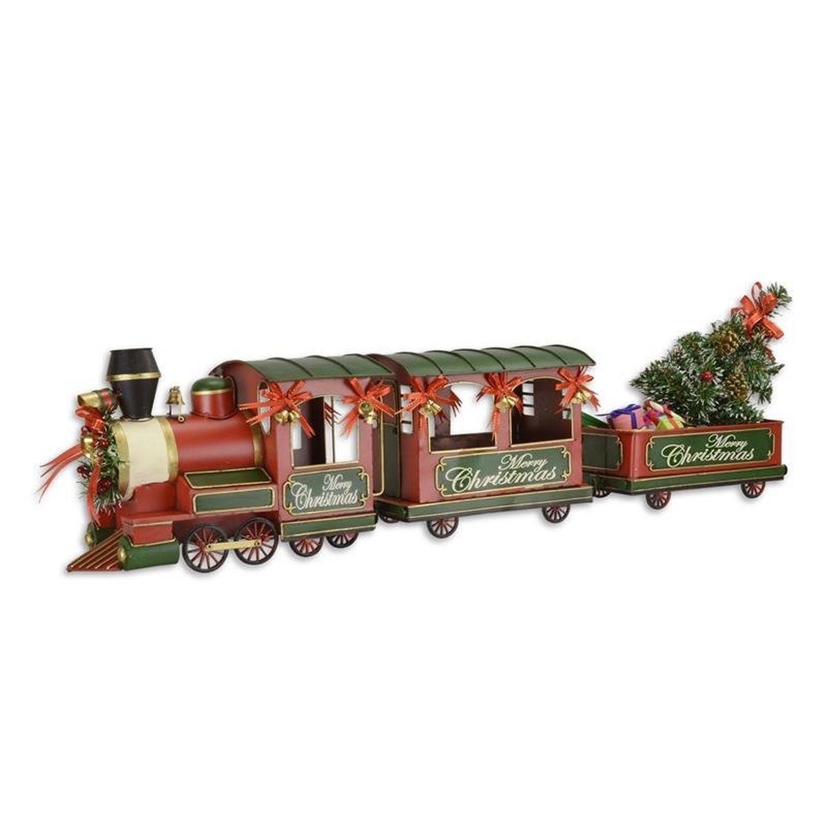 A Tin Model of a Christmas Style Locomotive with 2 Wagons