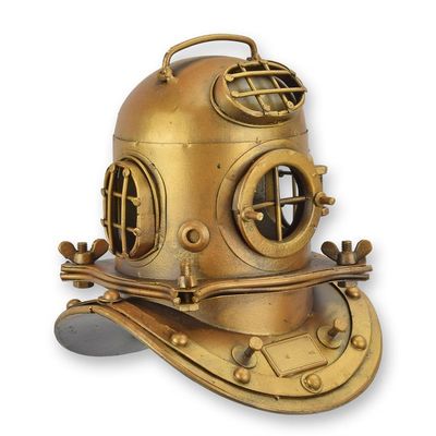 A TIN MODEL OF A DIVING HELMET