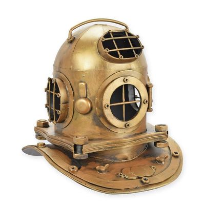 A TIN MODEL OF A DIVING HELMET